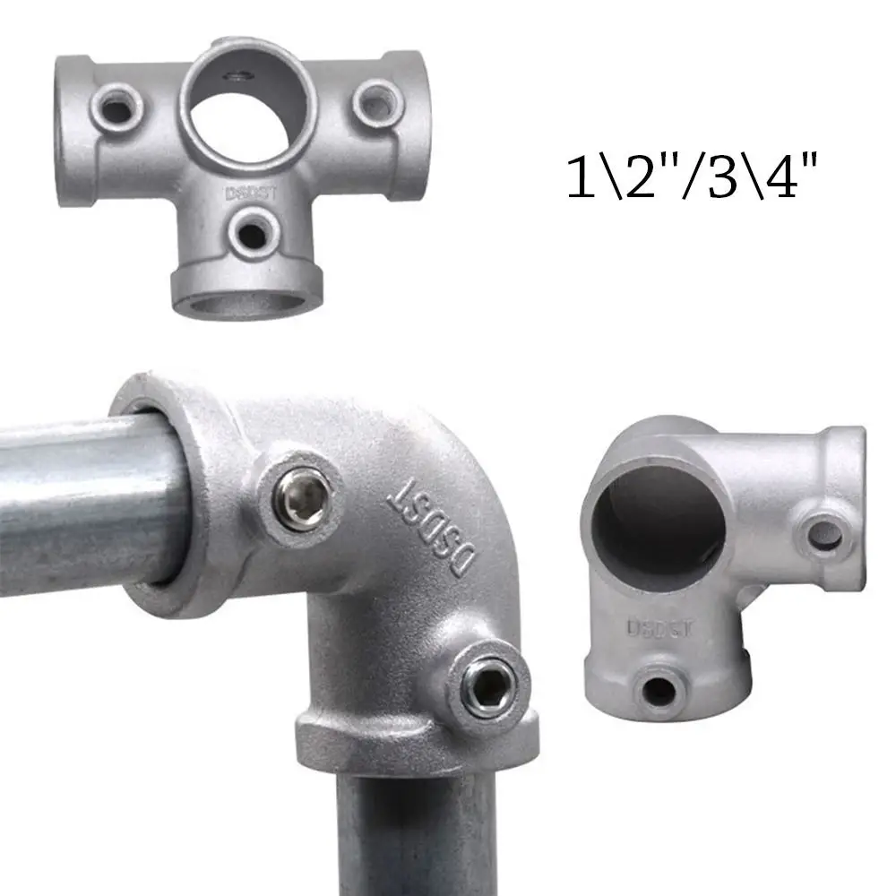 1\2''/3\4" Pipe Fitting Connector Aluminum Alloy Steel Circular Frame Fasteners Corner Elbow Circular Pipe Connector