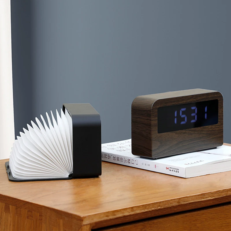 

7 Colors Folding Book Lamp, Bedside Digital Clock Book Lights, Desk Light, Novelty LED Kraft Paper Nightlight for Nightstand