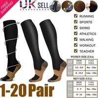 1-20pair Copper Compression Socks Men Women Anti Fatigue Pain Relief Knee High Stockings 20-30 Mmhg for Running Sports Athletic