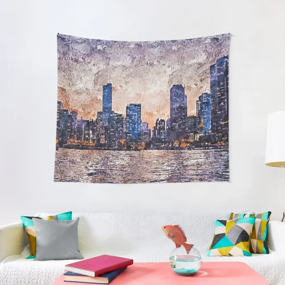 

Chicago Panorama Tapestry Tapete For The Wall Room Decor For Girls Tapestry