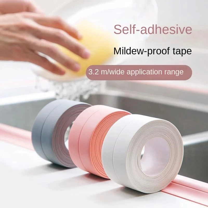 Kitchen Waterproof and Mildew Proof Tape kitchen and toilet Rdge Sealing Strip Self-Adhesive Groove Corner Line  Small Tool