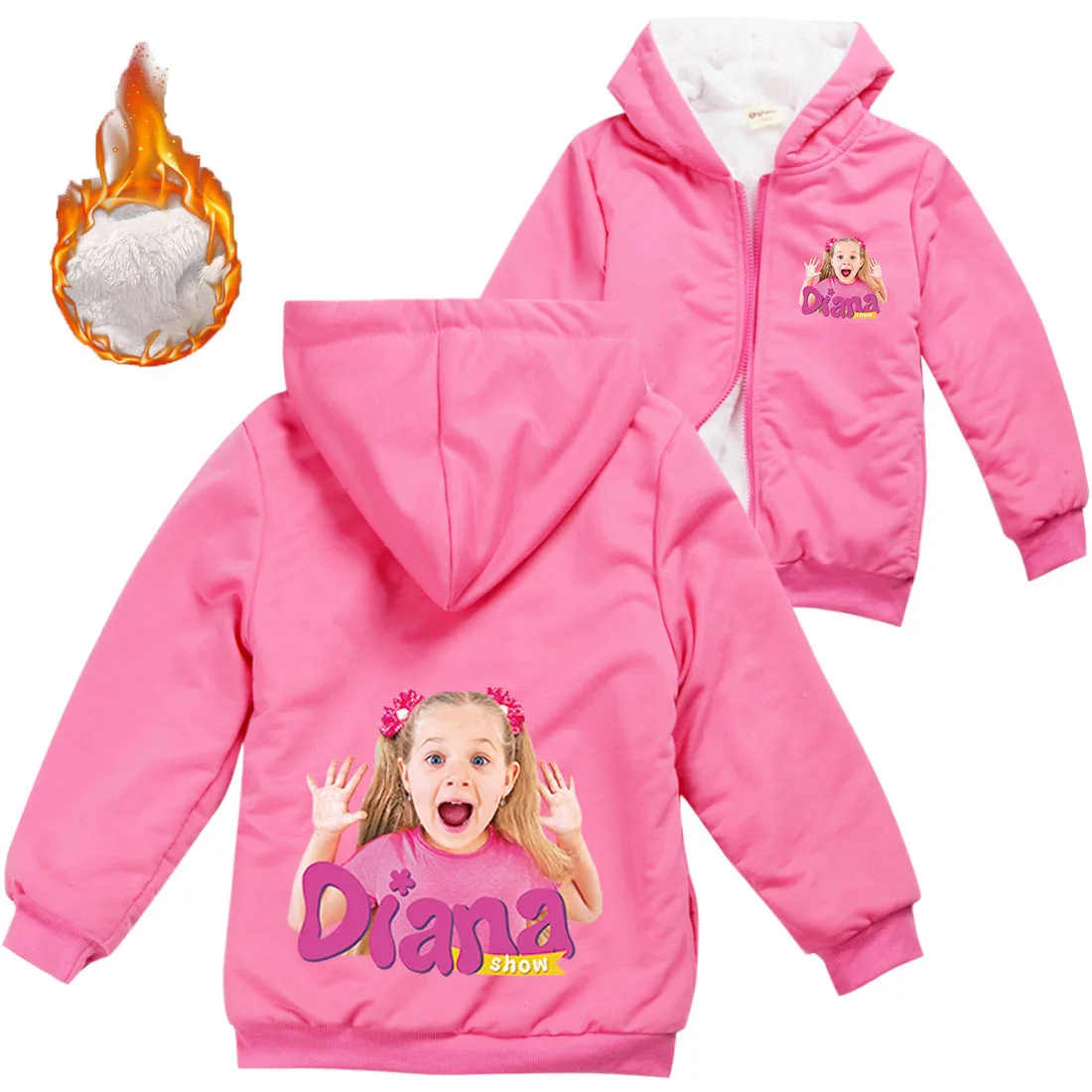 

Diana Y Roma Show Clothes Kids Down Jacket for Girls Hooded Zipper Jackets Baby Boys Winter Warm Velvet Clothing Children's Coat