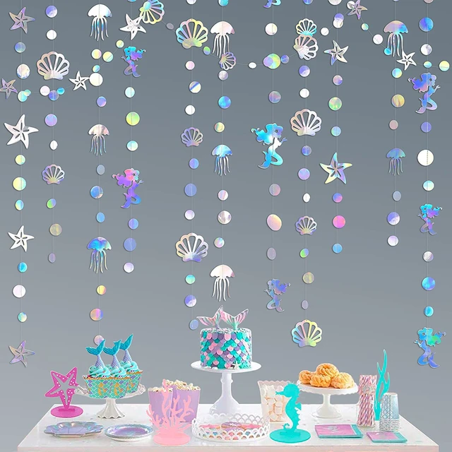 Mermaid Theme Banner Shell Jellyfish Starfish Hanging Ornament Under The  Sea Animal Pendant Happy Mermaid Birthday Party Decor - Banners, Streamers  & Confetti - AliExpress