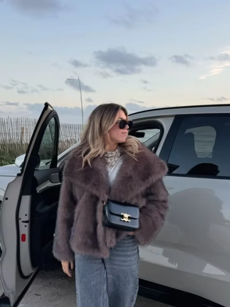 Fall Winter Women Long Sleeved Buttons Faux Fur Coat Fashion Thick Warm Solid Color Women's Casual Jacket 2024 Lady Street Coats 2