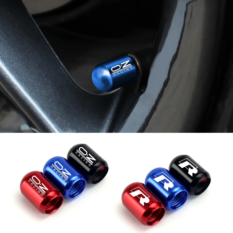 Колпачки клапанов автомобильные 4 шт. для Volkswagen Rline OZ Logo Touran Bora Beetle Tiguan Polo Golf Passat B5