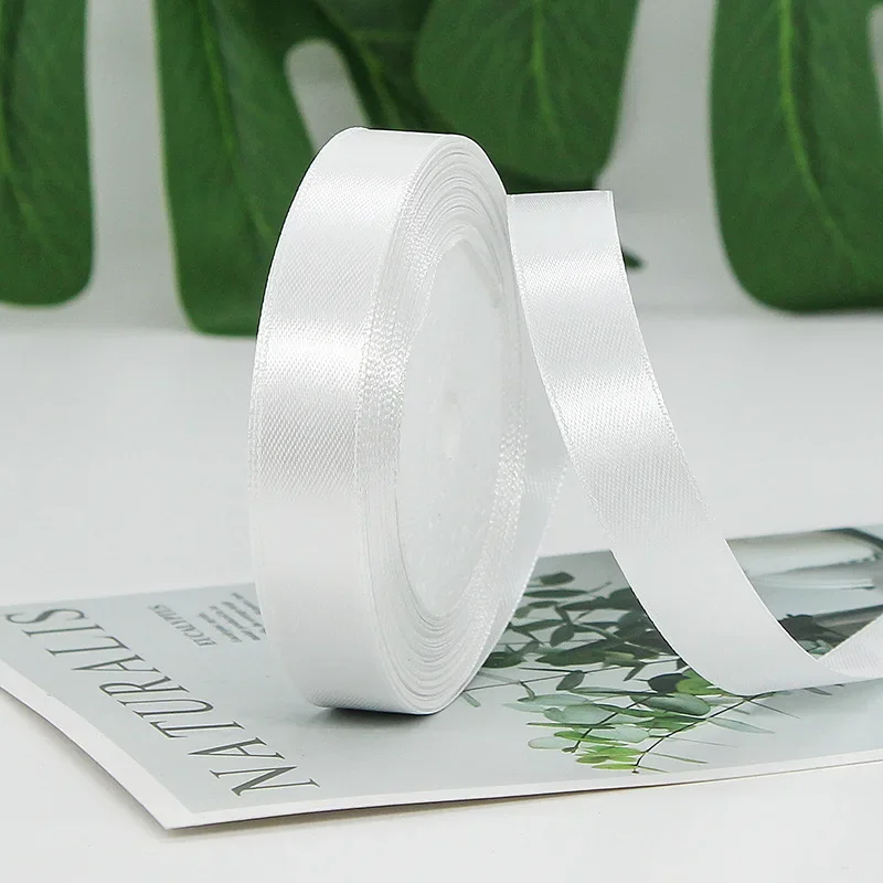3mm~80mm White Polyester Satin Ribbon Gift Wrapping DIY Christmas Ribbons Home Decor Gift Flowers Hair Accessory