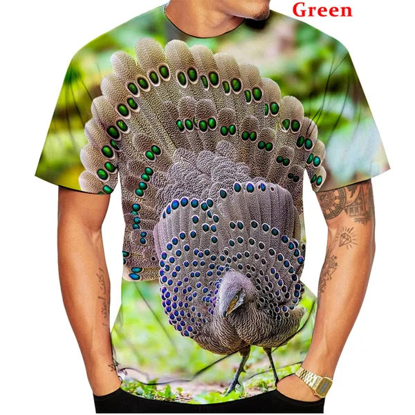 

Summer Men Casual 3D Printed Peacock&bird T Shirt Men/Women Short Sleeves Tops T Shirt