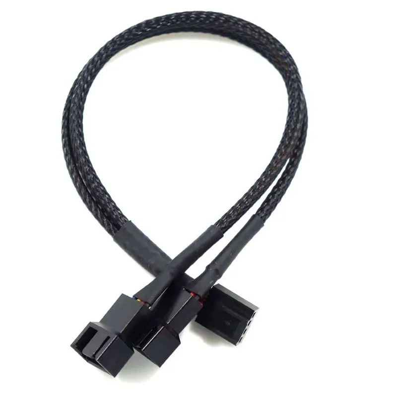 Cylarix PWM Fan Splitter Cable PC 4Pin 1 to 4 Ways Fan Power Extension Adapter Cable Black Sleeved Braided Cable 27cm/10.5 inche - Image 9