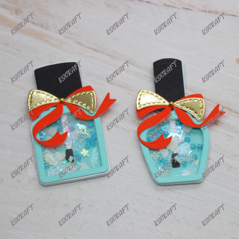 KSCRAFT 귀여운 매니큐어 병 셰이커 DIY Scrapbooking 장식 엠보싱 DIY 종이 카드에 대한 다이 스텐실을 절단