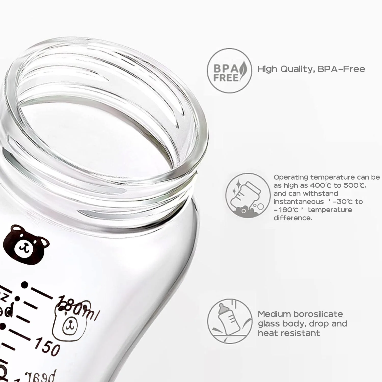 180ml Baby glass feeding bottle sippy cup with gravity ball leak proof drop proof silicone protective cover