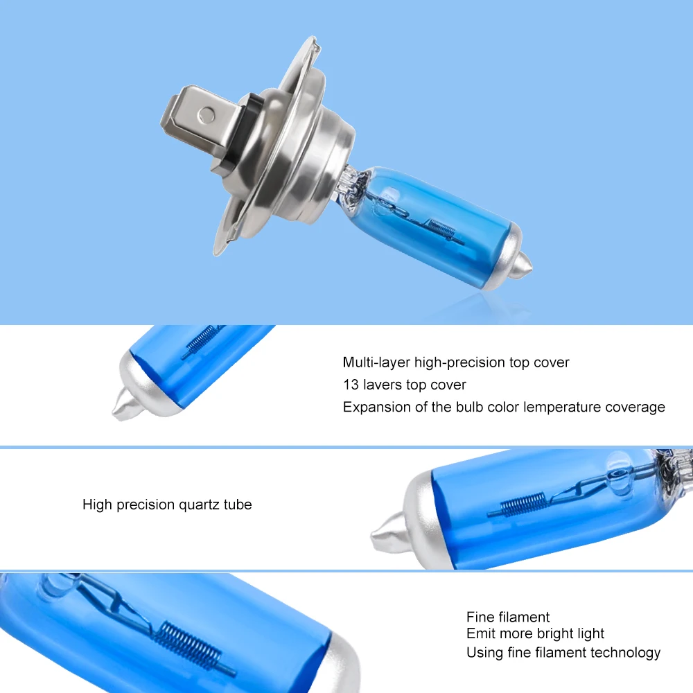 H7 Xenon Halogen Low Beam Light Bulbs Auto HeadLight Bulb 5500-6000K 12V 55W Parking H7 2pcs For Chevrolet Toyota car headlamps halogen lamps