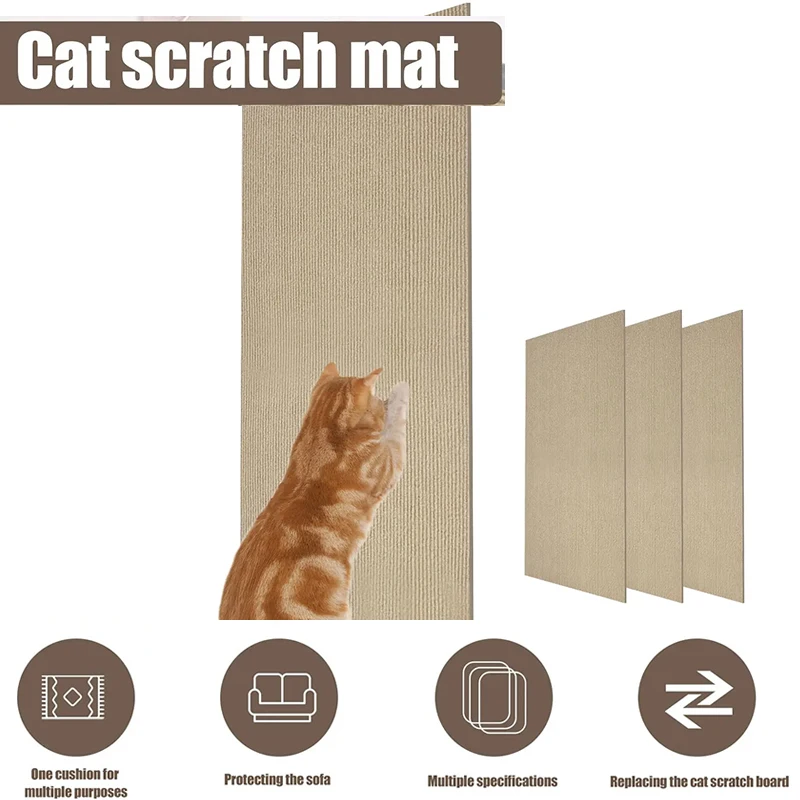 Cat Scratching Mat Self-Adhesive Crawling Mat Cats Scratch Board Protection Paws Cat Toys Furniture Protector cat scratching mat