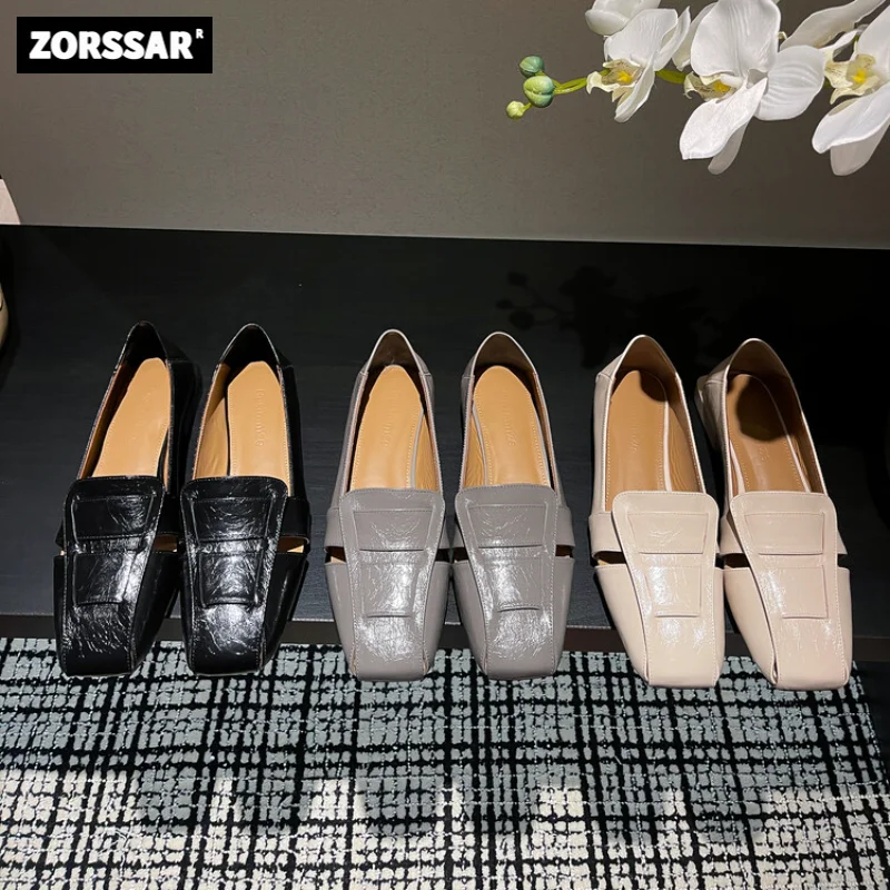 

2023 Spring New Women Flat Shoes Fashion Square Toe Shallow Ladies Mary Jane Ballerinas Flat Heel Casual Ballet Shoes