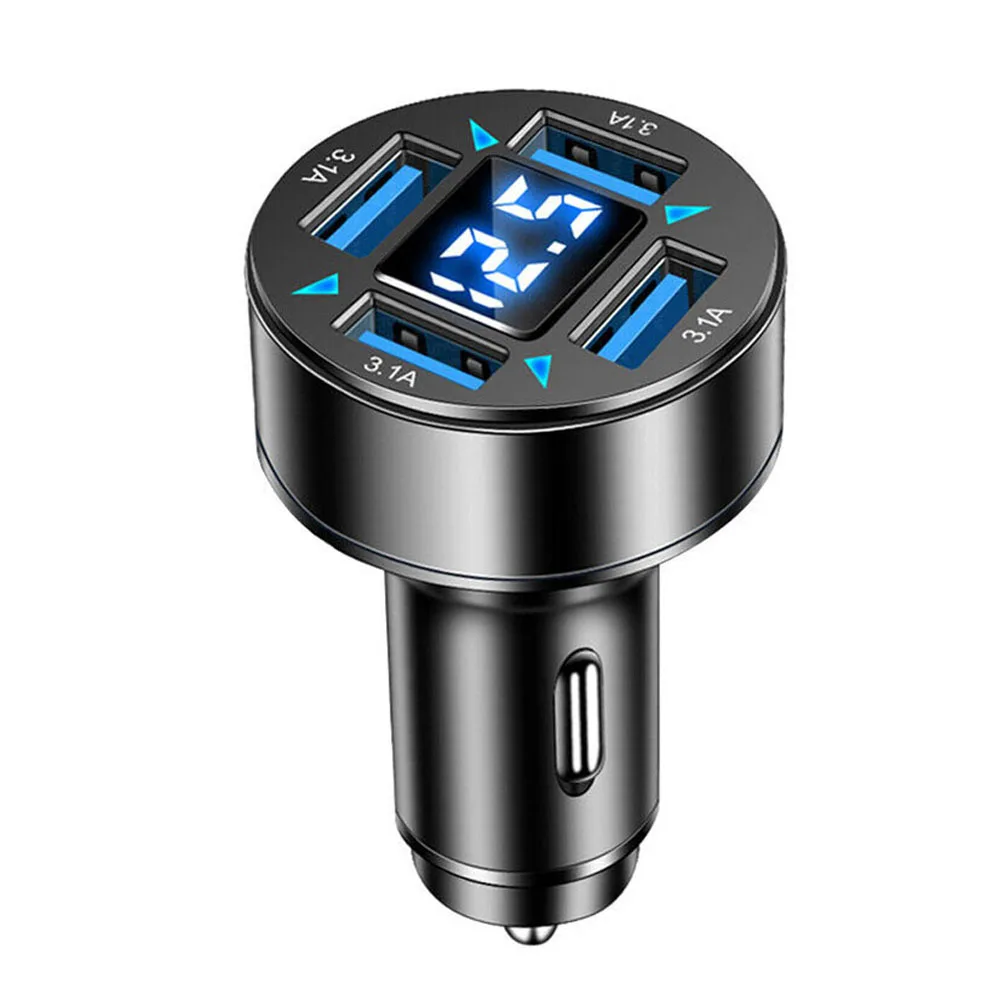 

Fast Charging 3USB+PD Digital Display Car Charger Streamlined Aluminum Alloy Design 5 layer Circuit Protection