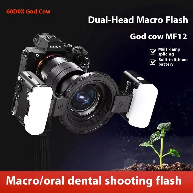 Godox MF12 MF12-K2 Macro Flash 2 Light Kit 2.4 GHz Wireless Control Speedlite for DSLR Canon for/Sony/Nikon with Battery