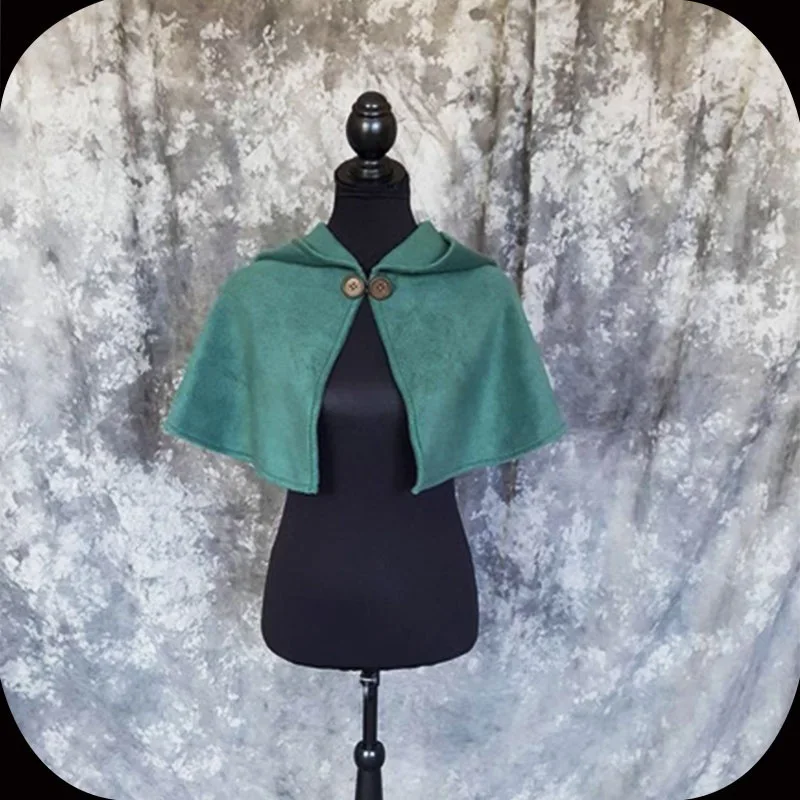 Medieval Halloween Women's Headgear Short Cape Coat Cosplay Witch Elf Hat Cape Solid Color Vampire Holiday Decoration Costume