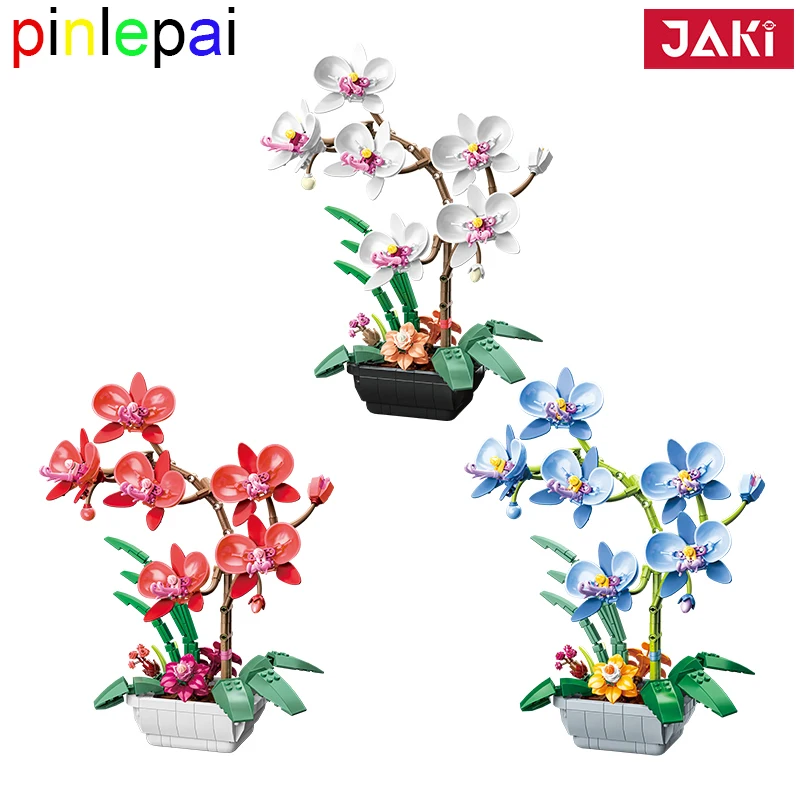 

Набор строительных блоков Pinlepai Jaki Moc букет, Орхидея, цветок, кирпичи, Цветочная модель, бонсай, игрушки для детей в горшке
