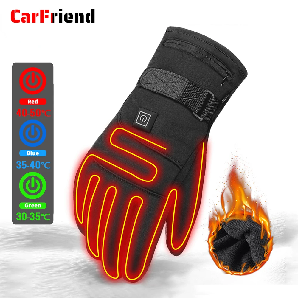 

Carfriend Waterproof Heated Motorcycle Gloves Moto Touch Screen Battery Powered Guantes Motorbike Racing Riding Gloves Winter