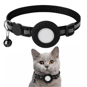 Cat Airtag Holder Collar Breakaway Reflective Strips Adjustable Kitten Collar Waterproof Cat Bell Collar Pet Air Tag Case