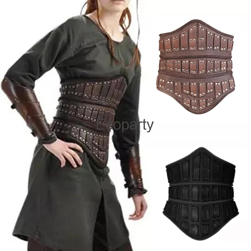 

New Medieval Pu Leather Wide Belt Men Women Pirate Elf Waist Armor Steampunk Knight Cosplay Costume Accessory Props