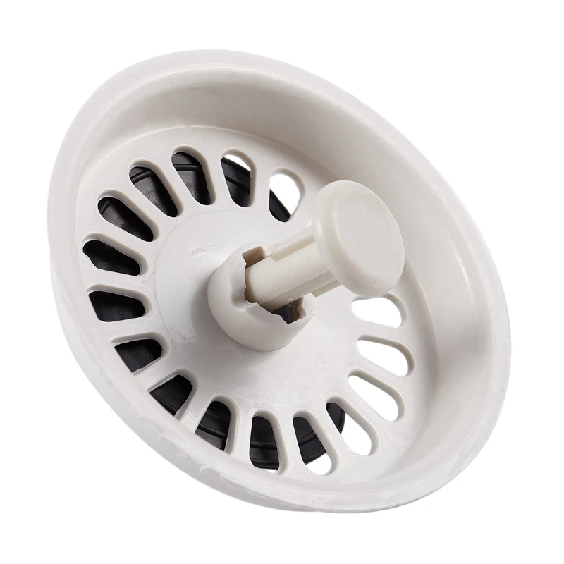 2X Food Waste Stopper Spin Lock Sink Drain Strainer 3.1 Inch Dia White Black Plastic 5