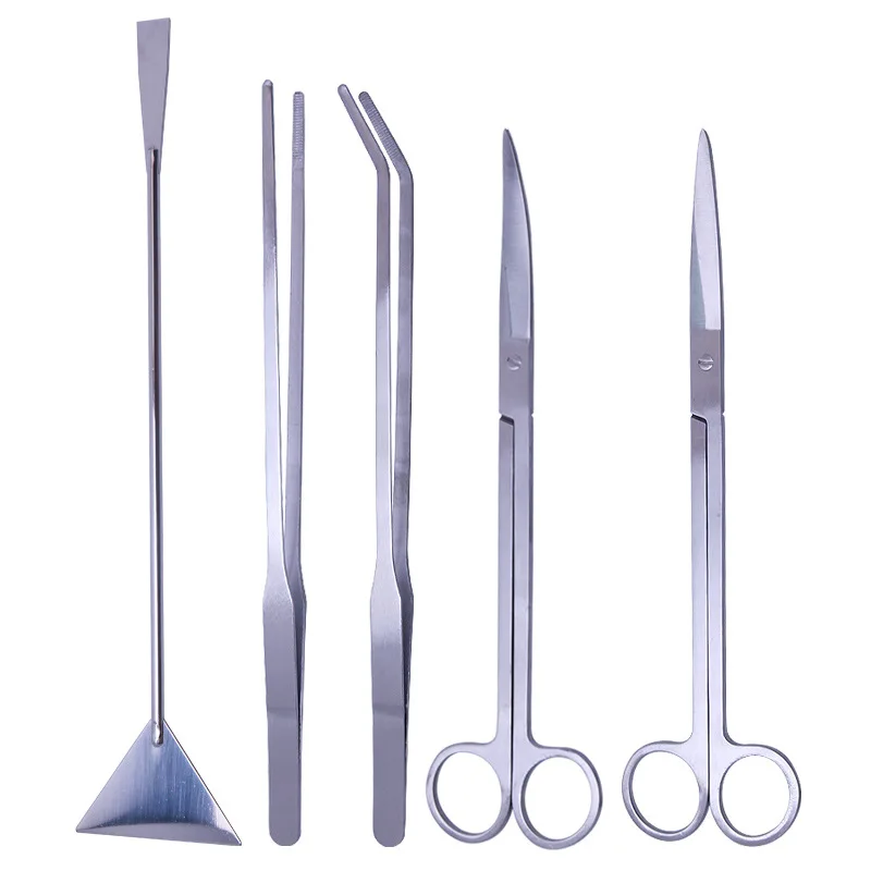 Stainless Steel Aquatic Tool Kit Set Aquatic Trimming Tools Aquarium Scissors Tweezers Flat Sand Landscaping Tools 