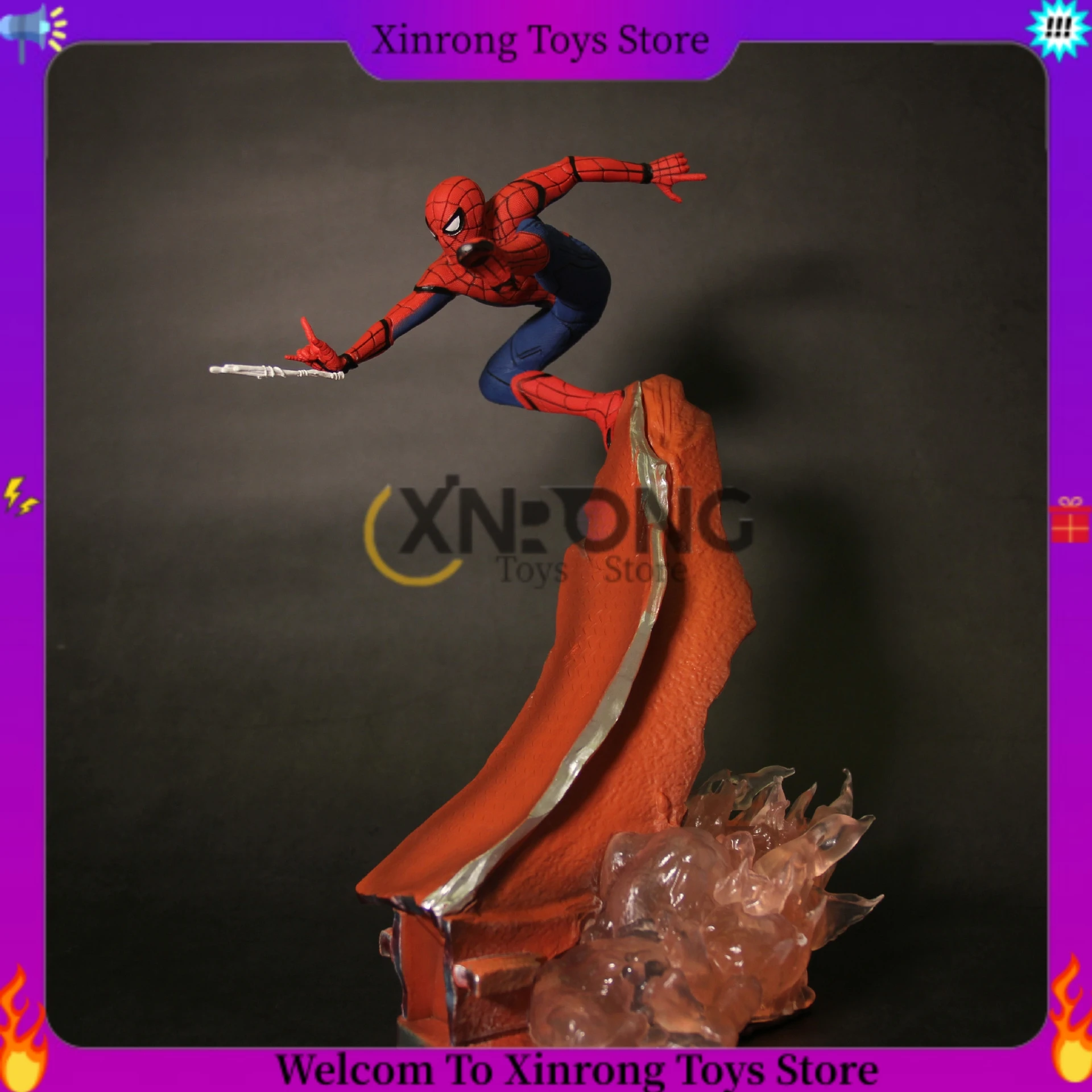 

24cm Marvel Spider Man Home coming Flying Posture Scene Action Figure PVC GK Anime Collection Model Toys Doll Gift For Children