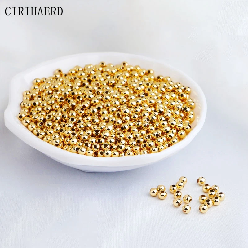 3/4/5/6/8/10mm Flat Bead 14K/18K Gold Plated Brass Spacer Beads For DIY  Bracelets Jewelry Separator Craft Accessories Supplies