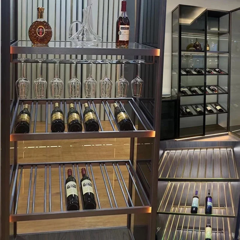 Light Luxury Iron Wine Racks High-end Bar Cabinet Red Wine Oblique Shelf Home Bottle Dsecorative Display Racks C