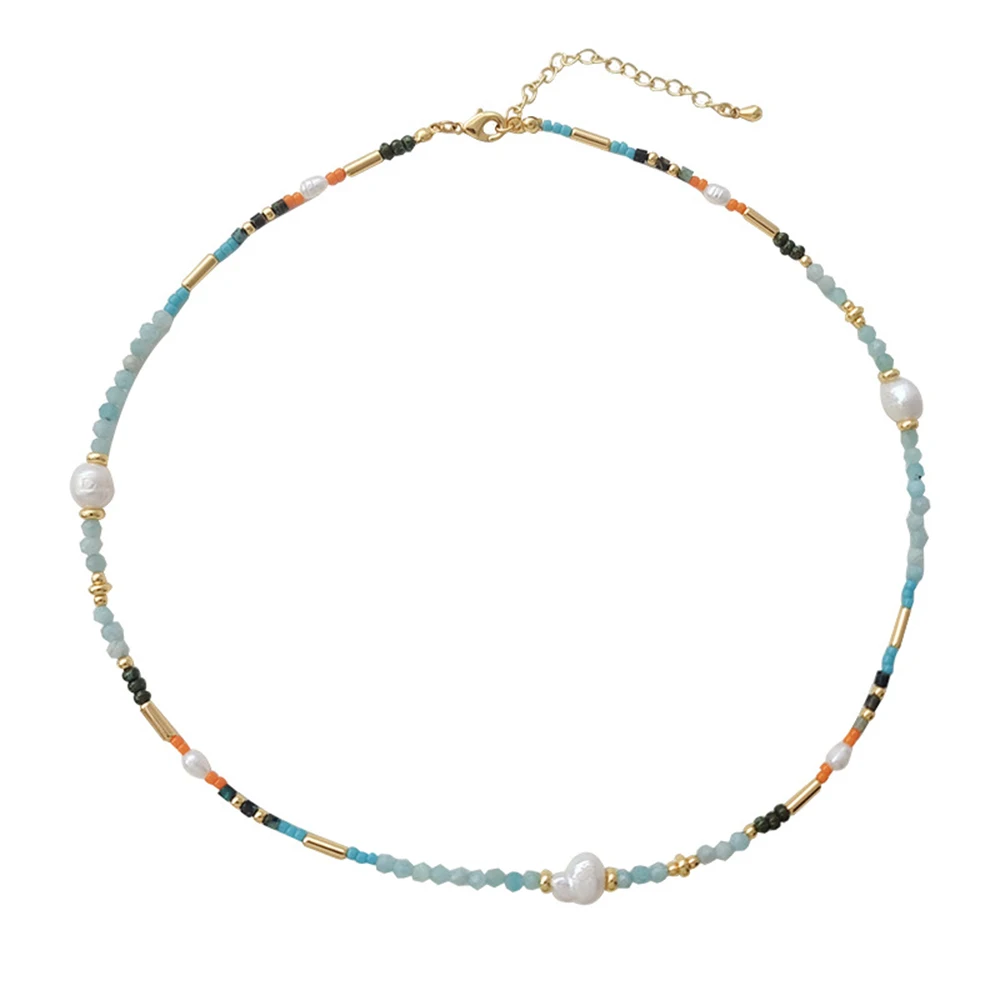 Vintage Temperament Natural stone cultured pearl Necklace for women's girl gift  Jewelry women accessories