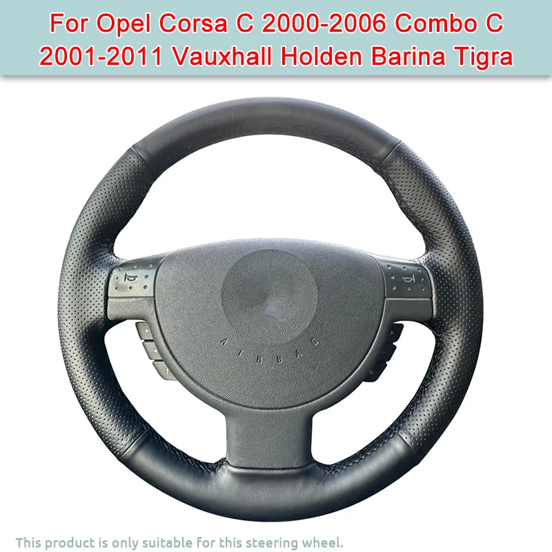 Premium DIY Black Artificial Leather Car Steering Wheel Cover