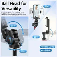 Ulanzi MT-78 1.85m Camera Phone Tripod With Quick Release Plate Bluetooth Remote Controller Double Cold Shoe for Mini Fill Light 4