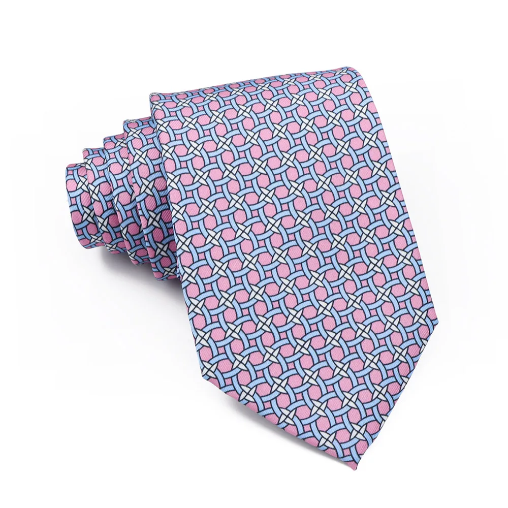 Soft Men's Imitation Silk 52 Colorful 8cm Lines Geometric Patterns Leisure Tie Business Party Gentleman Necktie Accessories Gift