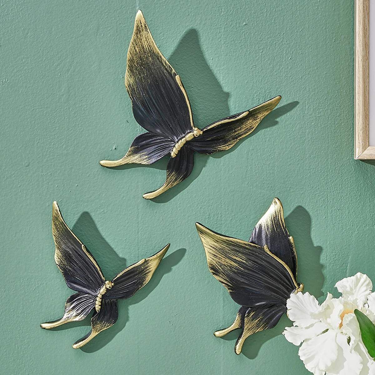 5 pieces, creative resin material handcrafted butterfly set for home decoration wall hanging