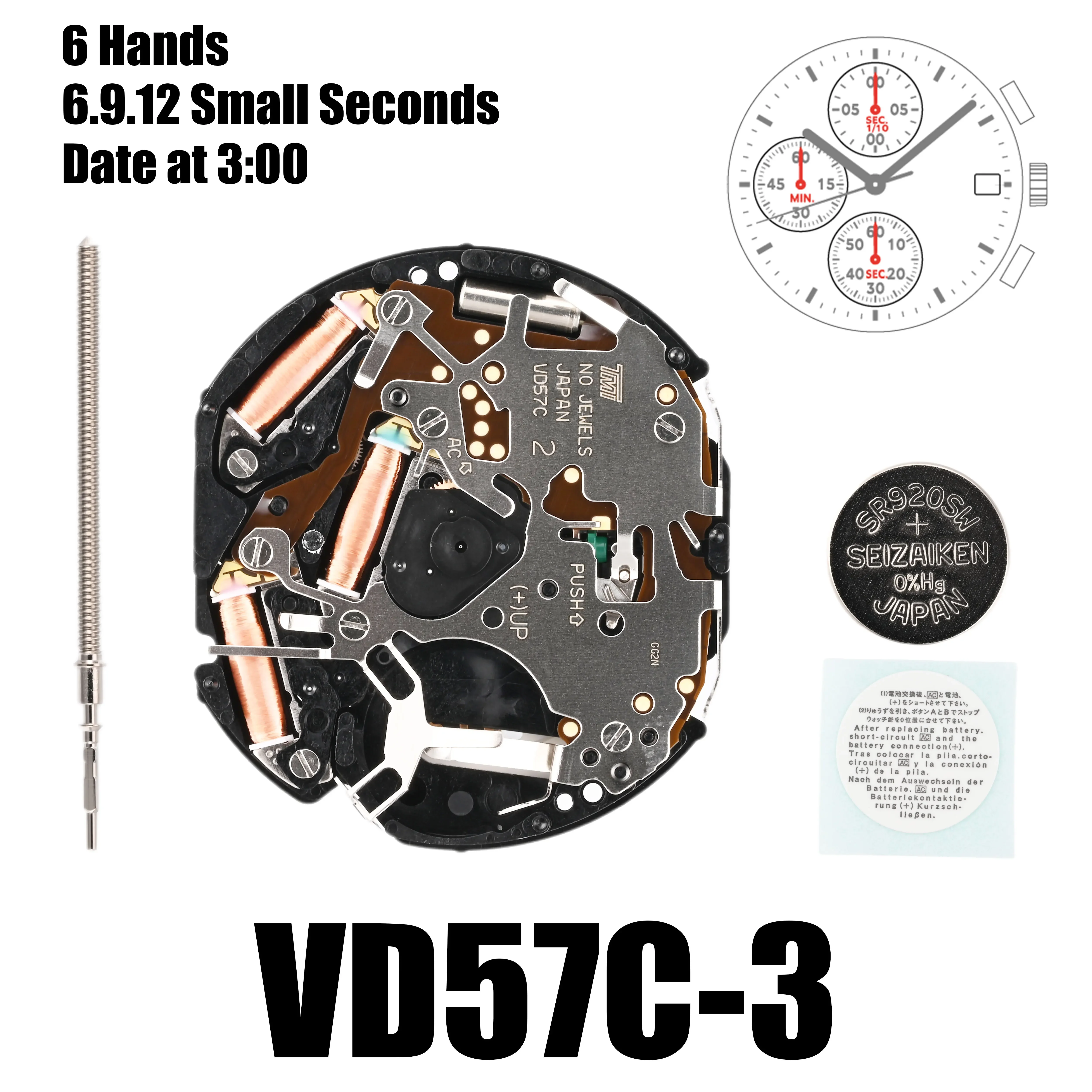 ST様 2点 Genuine VD57 Movement Japanese TMI VD57 Movement 6 hands Chrono (1