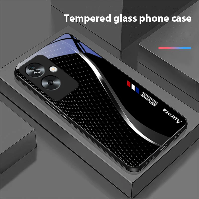 Sleek Black Phone Case with Tempered Glass Protection