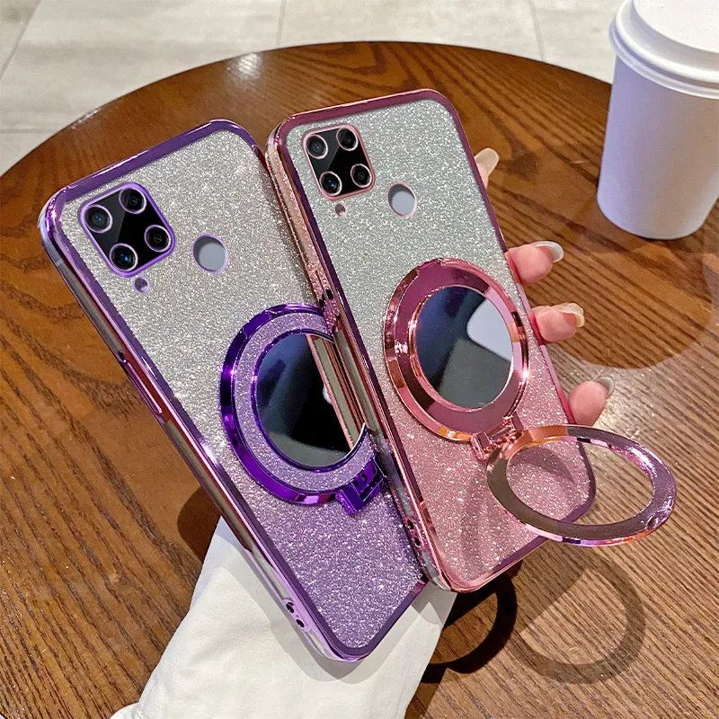 Glitter Shockproof Mirror Stand Magnetic Soft Phone Case