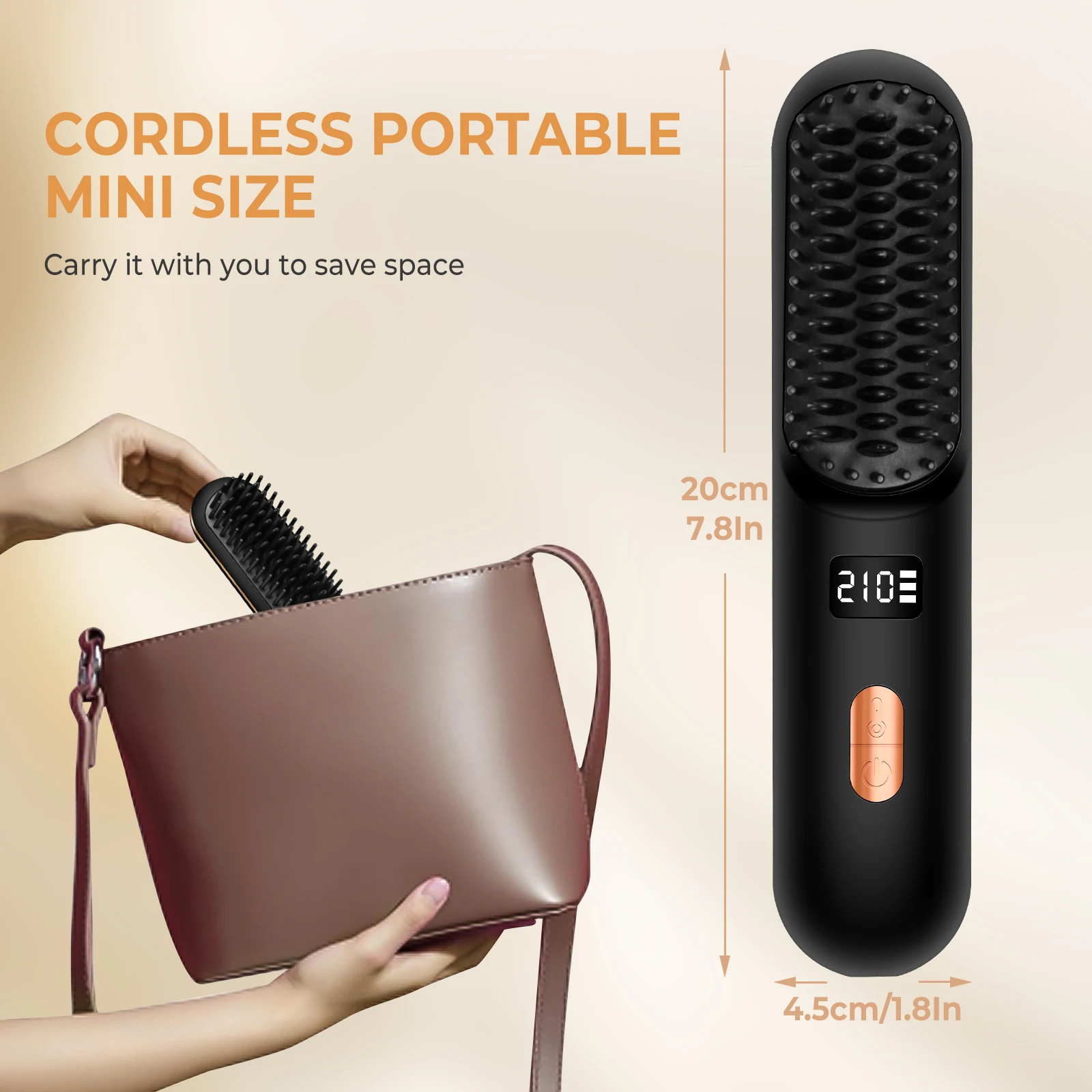 Wireless Comb Hot Selling USB Rechargeable Wireless Electric Iron Light Weight Hair Straighten Brush Hair Straightening Curling 6