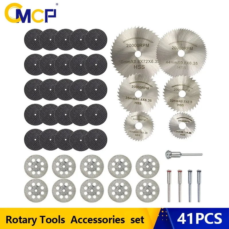 

CMCP 41pcs Circular Cutting Disc Diamond Coated Saw Disc HSS Saw Blade Resin Metal Cut Off Wheel for Dremel Rotary Tools
