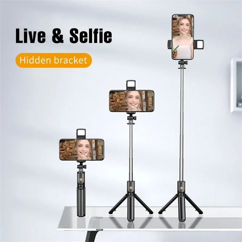 Wireless Bluetooth Selfie Stick Tripod Stand With Light Extendable For iPhone Mobile Phone Live Streaming Remote Control selfie stick tripod