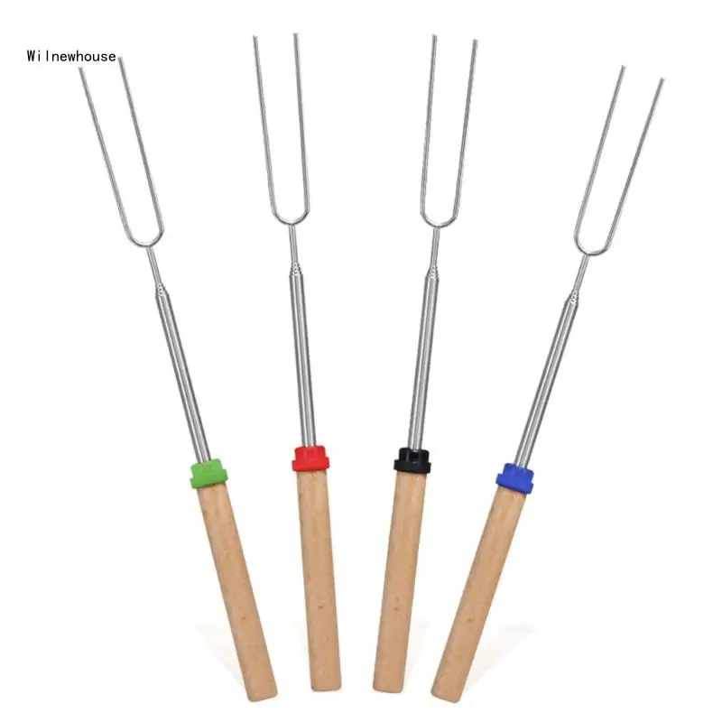 

4pcs Telescoping Marshmallows Roasting Extendable Stainless Steel BBQ Fork Dropship