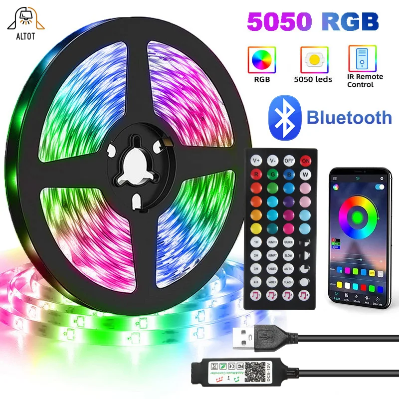 

3Keys 24Keys 44Keys Led Strip Lights RGB 5050 Infrared Control DC5V USB Tape Color Change Lamp for Christmas Bedroom Decoration