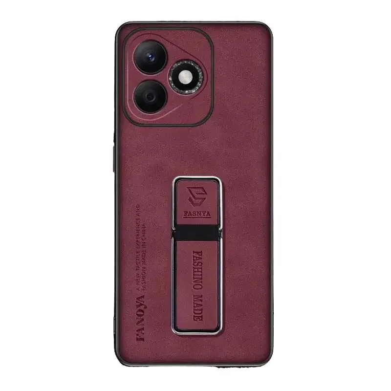 Premium Sheepskin Leather Phone Case with Matte Finish and Stand Holder - Camera Protection Back Cover