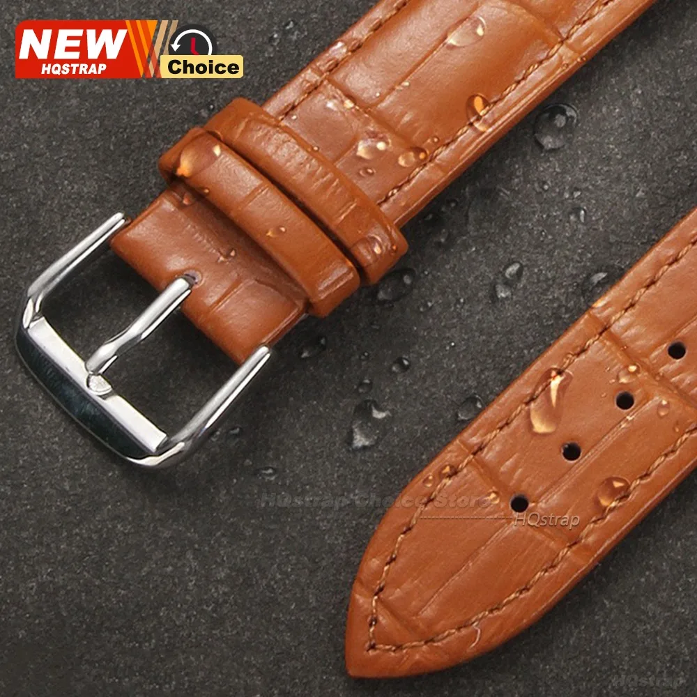 Universal Calfskin Leather Watch Strap with Gold Clasp & Adjustment Tool - Premium Wristband