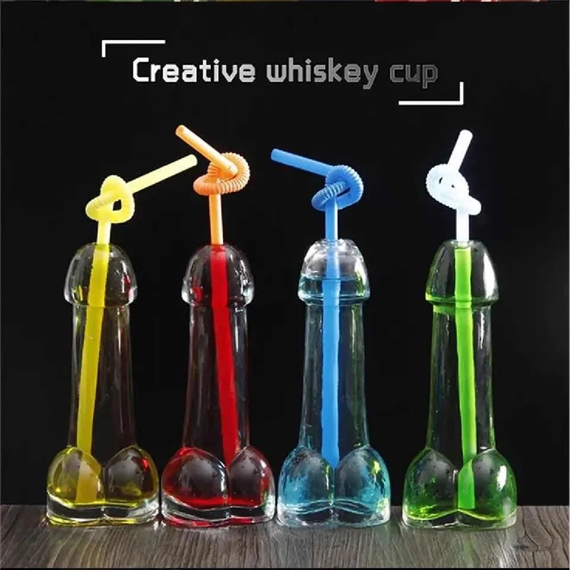 Penis Transparent Cocktail Glass Fun Creative Wine Glass Genital Dick Cocktail Bar Decoration Bachelor Party Beverage Set
