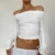 Women Off Shoulder Long Sleeve T Shirts Autumn Y2K Elegant White Crop Tops Skinny Strapless Casual Basic Tees Bow