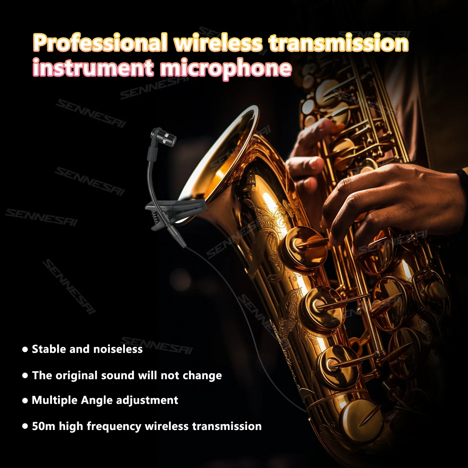 Top Quality！GLXD24 AD1 Professional Wireless Instruments Saxophone Microphone Violin, Cello Dual Channel，Brass Percussion Mic