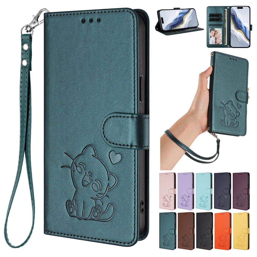 Stylish Leather Phone Case with Card Holder and Strap – Wallet Cover