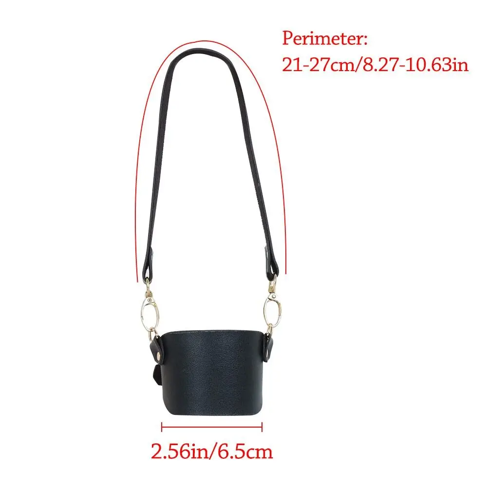 Creative PU Leather Cup Holder Lanyard Portable Heat-insulated Water Bottle Sling Hand-held Travel Milk Tea Cup Sleeve