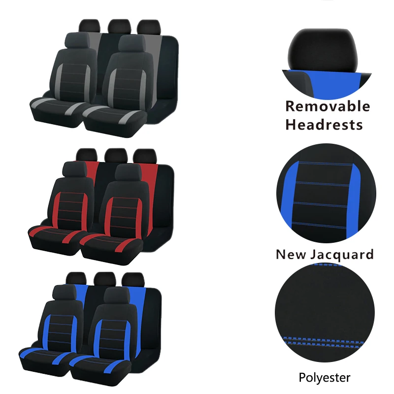 AUTO PLUS Juego de fundas de asiento de coche de poliéster, universales, deportivas, se ajustan a la mayoría de coches, de tela lisa, Bicolor, elegantes accesorios de coche, Protector de asiento